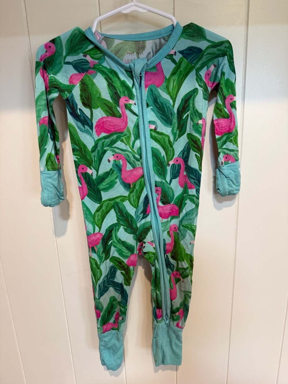Little Sleepies Palm Springs Flamingo Print Bamboo Zipper Footie Pajamas 3-6 M